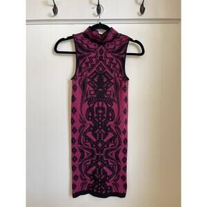 Intimately Free People Form Fitting Sheath Dress in‎ Purple and Black Print